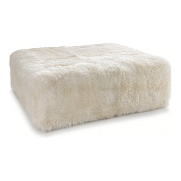 Sheepskin Square Ottoman, 56 x 56 x 17 in, shown on white