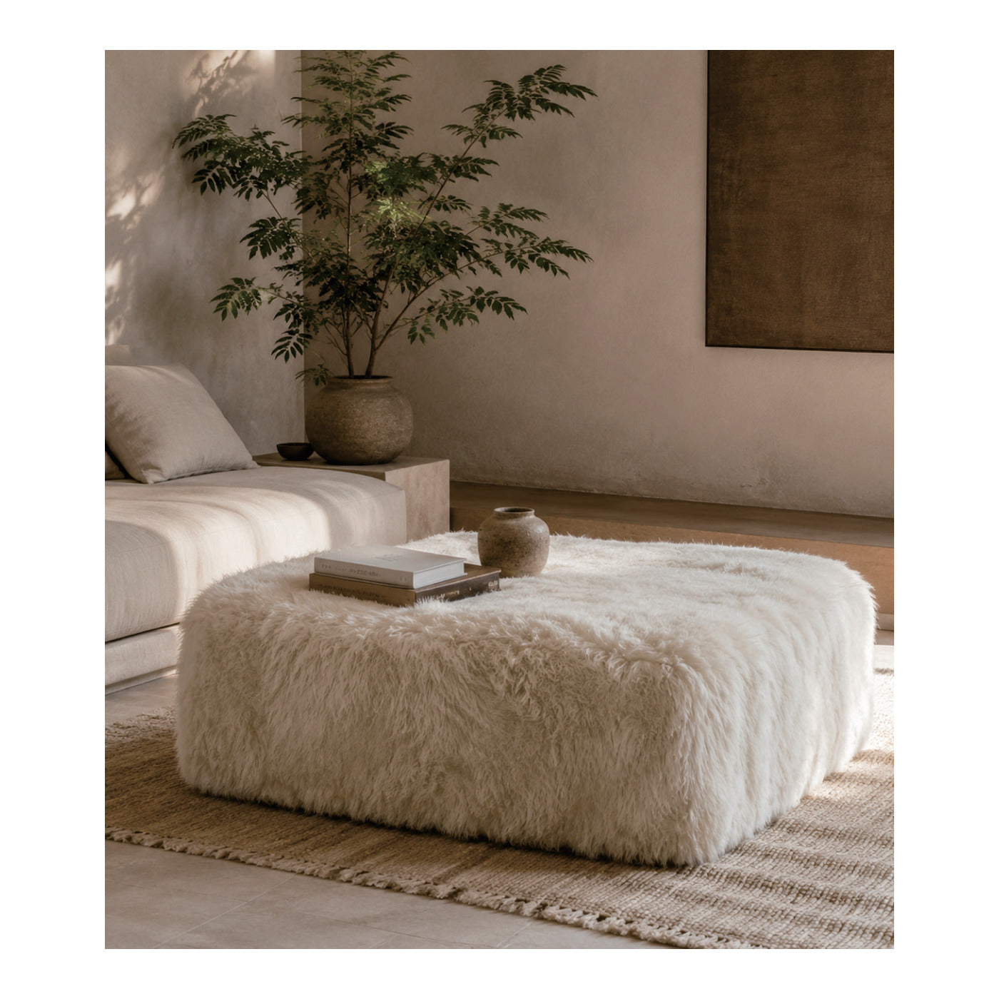 Sheepskin Square Ottoman, second view