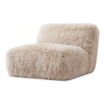 Sheepskin Lounge Chair, 32 x 45.5 x 34 in, shown on white