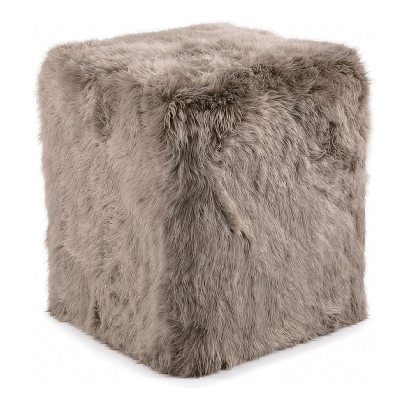 Sheepskin Cube Pouf, 17 x 17 x 17 in, shown on white