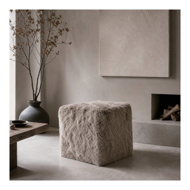 Sheepskin Cube Pouf