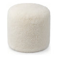 Sheepskin Drum Pouf, 17 x 17 x 17 in, shown on white
