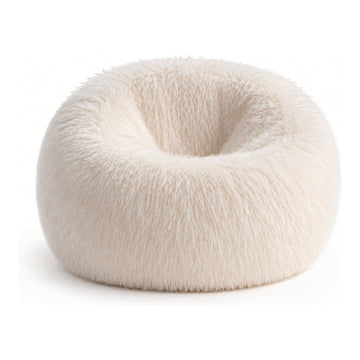 Longhair Hide Bean Bag Chair, 41 x 41 x 23.5 in, shown on white