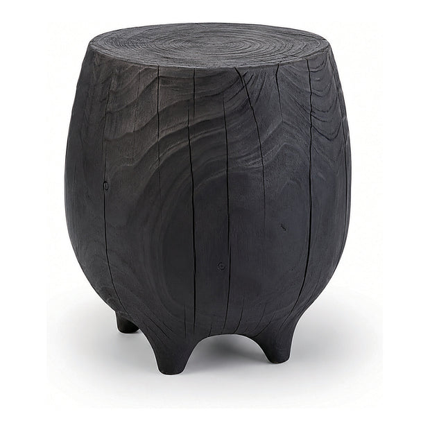 Charred Pine Log Stool
