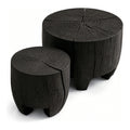 Charred Pine Round Stool, 19 x 18 in, shown on white