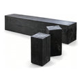 Charred Pine Beam Bench, 16 x 20 x 60 in, shown on white