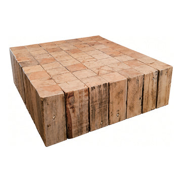 Pine Beam Coffee Table, 56 x 56 x 16 in, shown on white