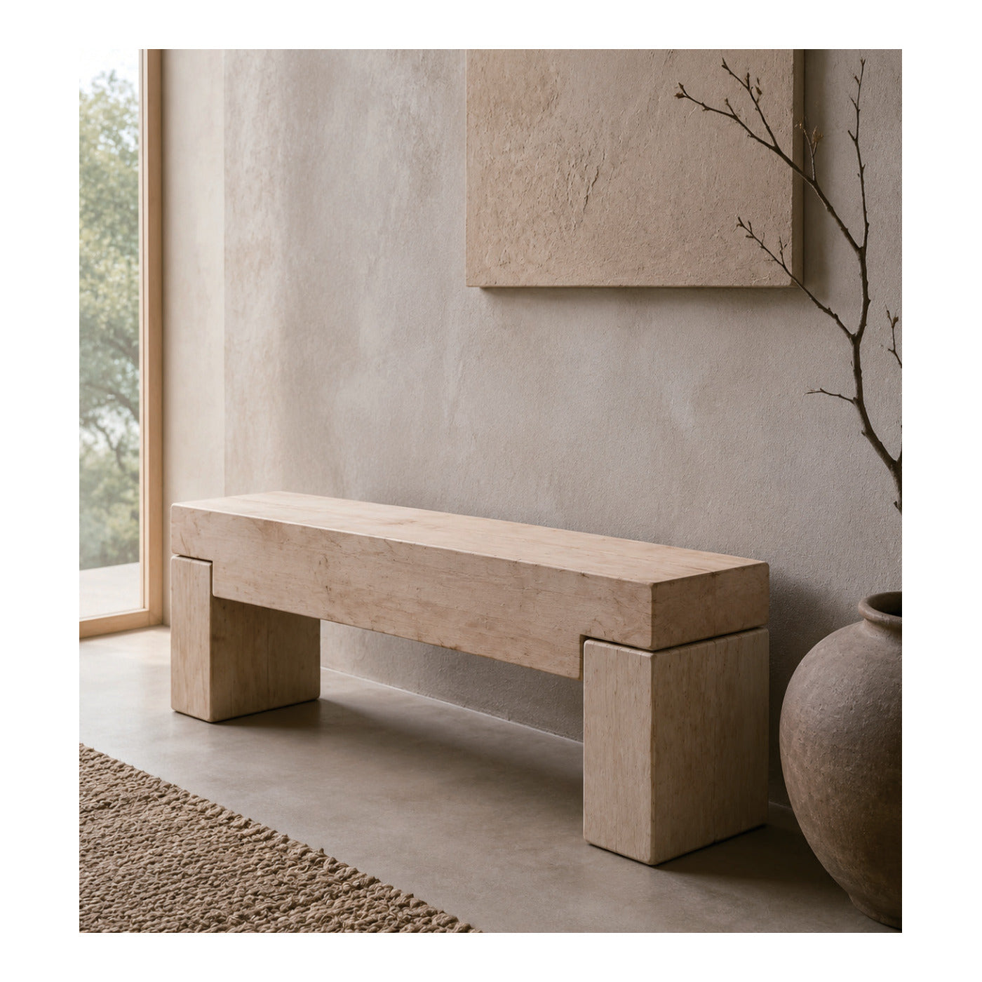 Bleached Elm Bench, second view