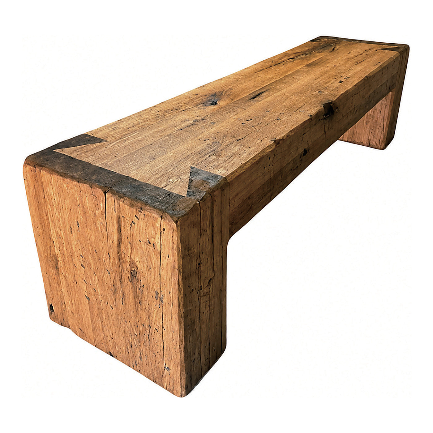 Elm Beam Bench, 12 x 18 x 60 in, shown on white
