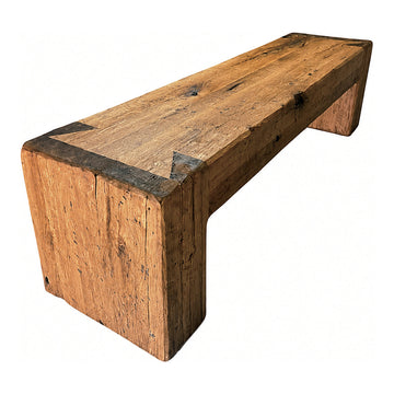Elm Beam Bench, 12 x 18 x 60 in, shown on white