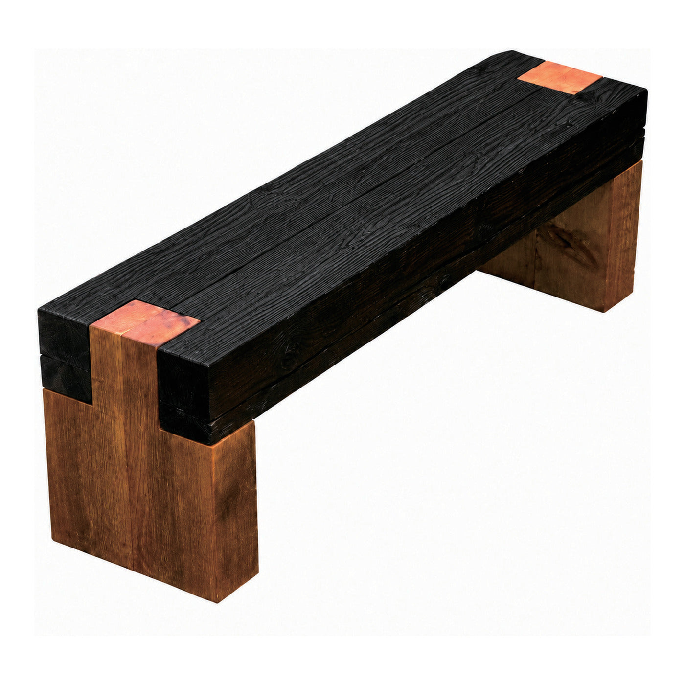 Charred Beam Bench, 12 x 18 x 60 in, shown on white