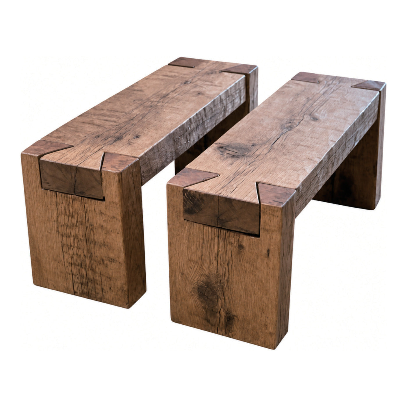 Elm Notched Bench, 12 x 18 x 60 in, shown on white