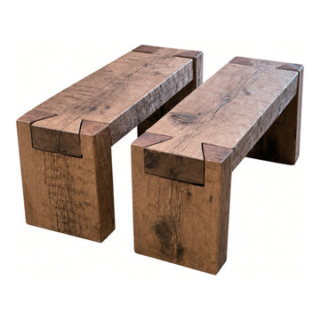 Elm Notched Bench, 12 x 18 x 60 in, shown on white