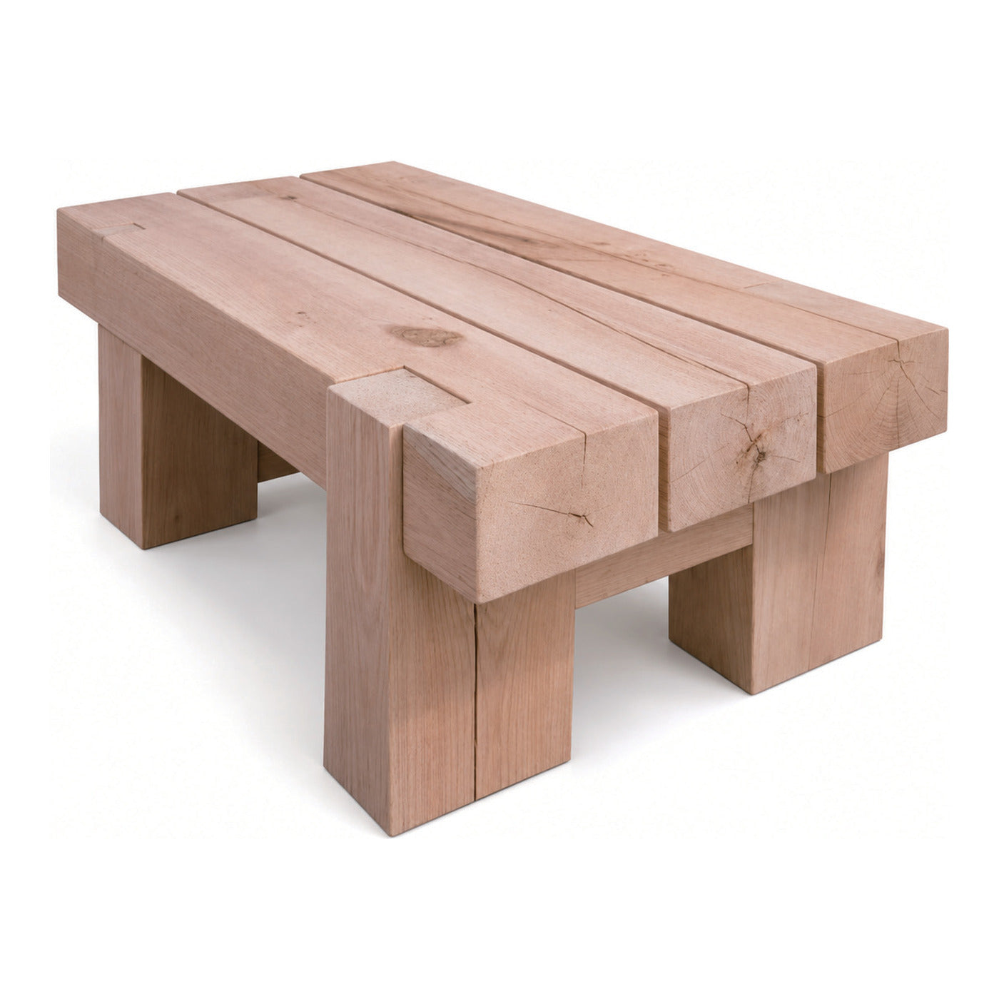 Pine Plank Coffee Table, 20 x 12 x 48 in, shown on white