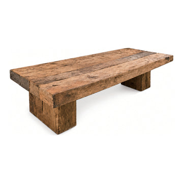 Elm Beam Coffee Table, 24 x 10 x 48 in, shown on white