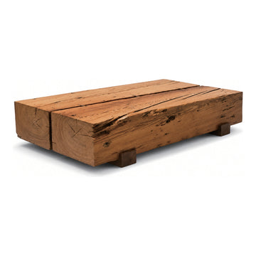 Elm Split-Beam Coffee Table, 24 x 10 x 48 in, shown on white