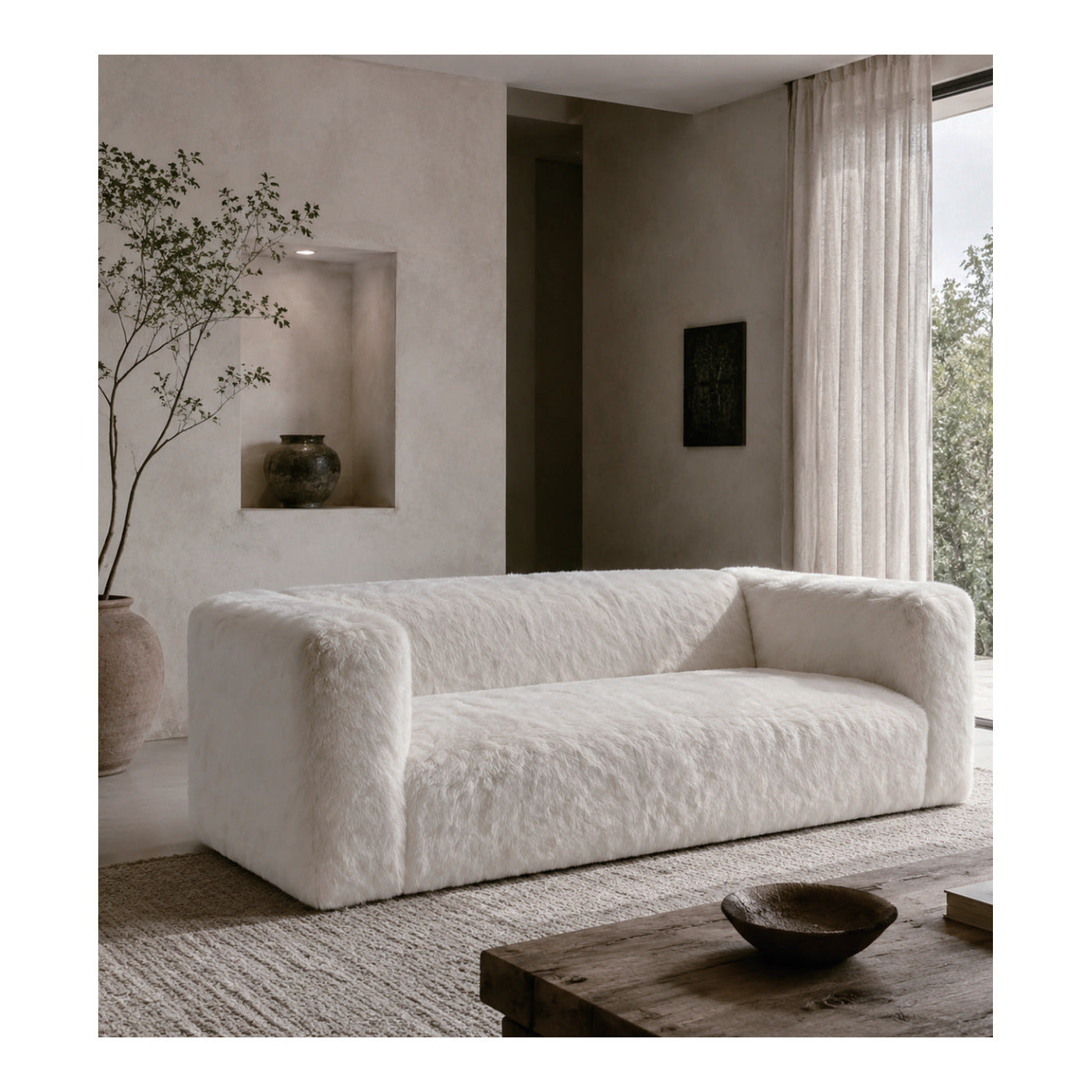 White Cowhide Sofa, second view