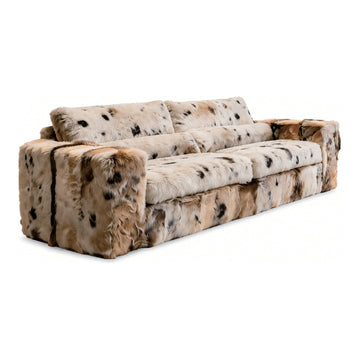 Tibetan Sheepskin Sofa, 83.9" x 36.2" x 29.9", shown on white