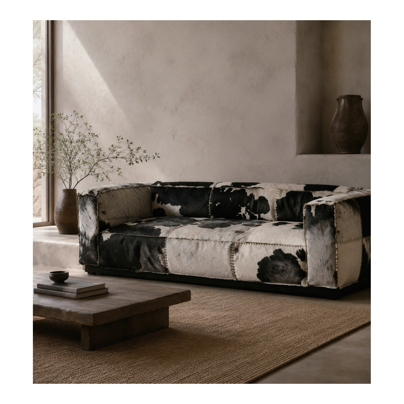 Black and White Cowhide Sofa, second view