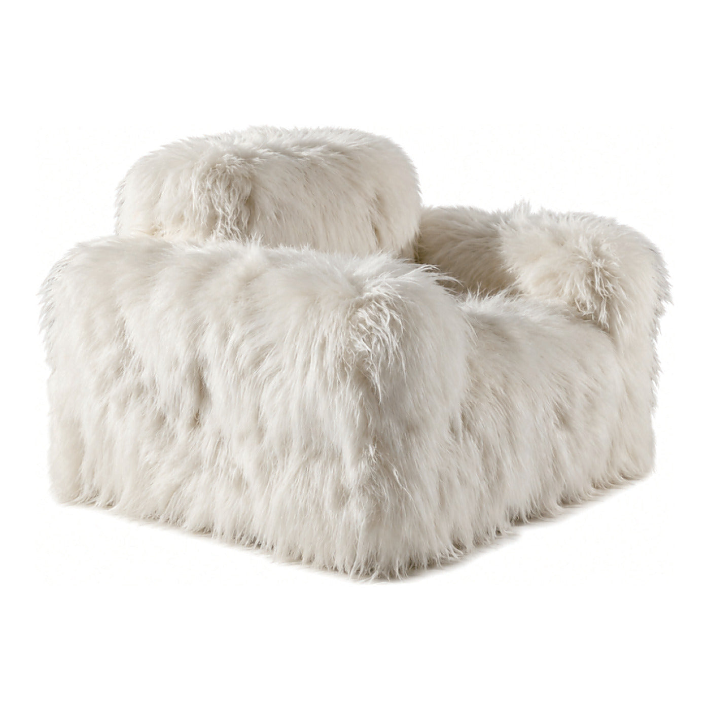 Longhair Sheepskin Armchair, 35.4" x 37.0" x 29.5", shown on white