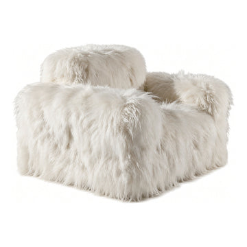 Longhair Sheepskin Armchair, 35.4" x 37.0" x 29.5", shown on white