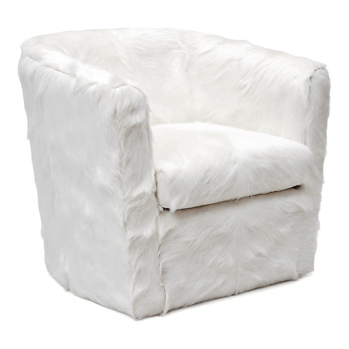 White Hide Tub Chair, 29.9" x 29.9" x 33.9", shown on white