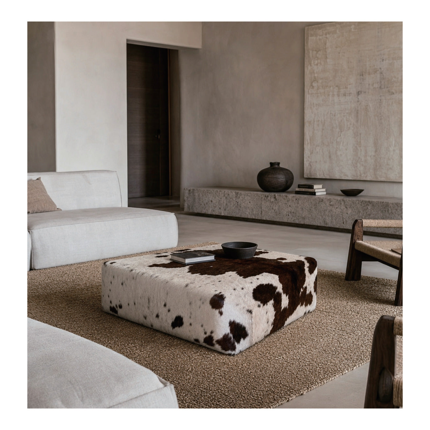Spotted Cowhide Ottoman, second view