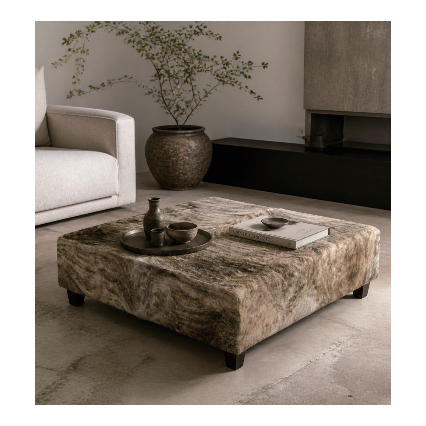 Brindle Cowhide Ottoman, second view