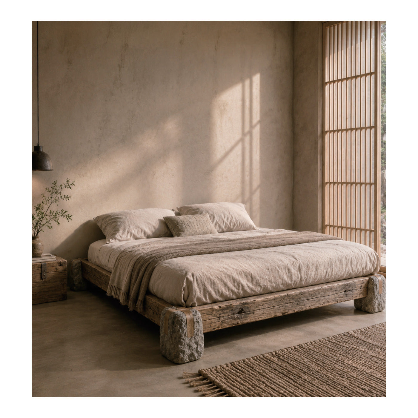 Oak and Granite Bed Frame, second view