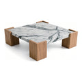 Oak and Marble Coffee Table, 39.4