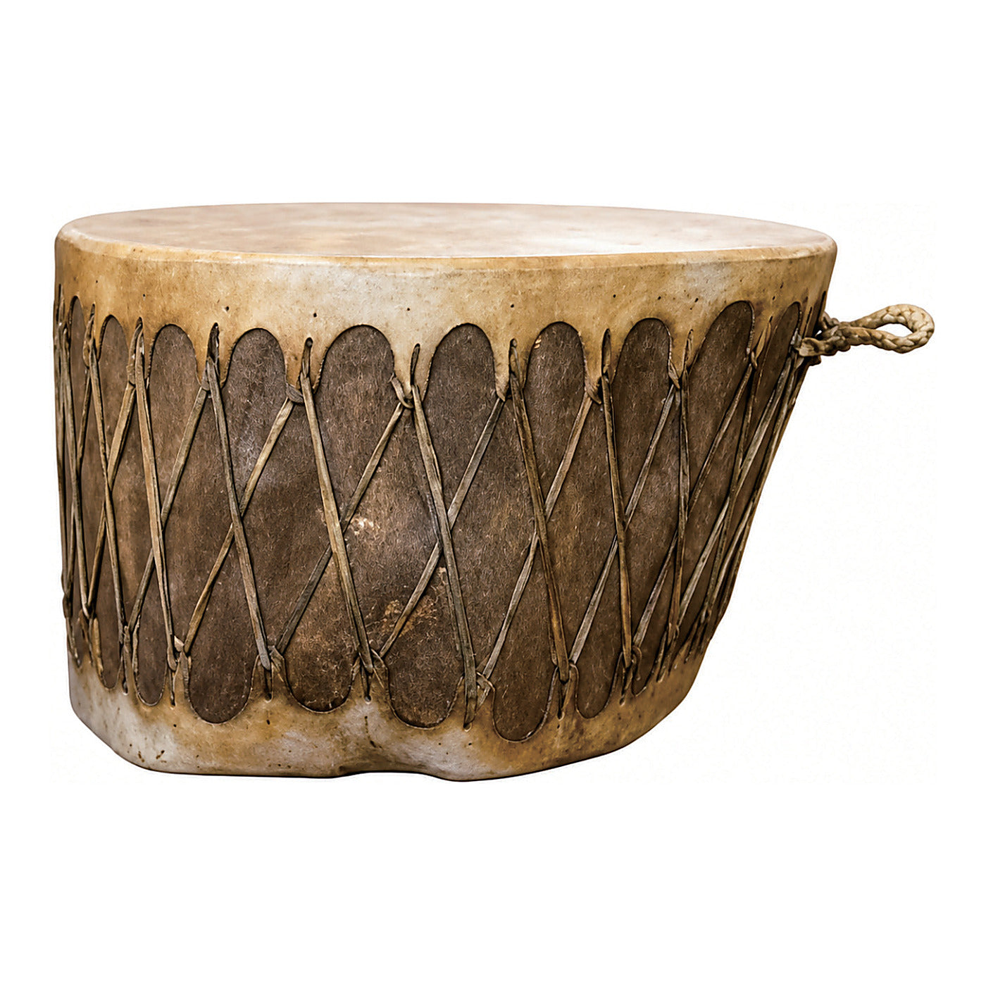 Laced Hide Drum Table, 23.6" x 15.7", shown on white