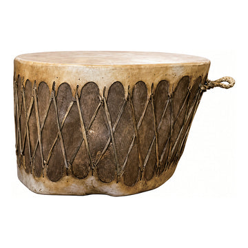 Laced Hide Drum Table, 23.6" x 15.7", shown on white