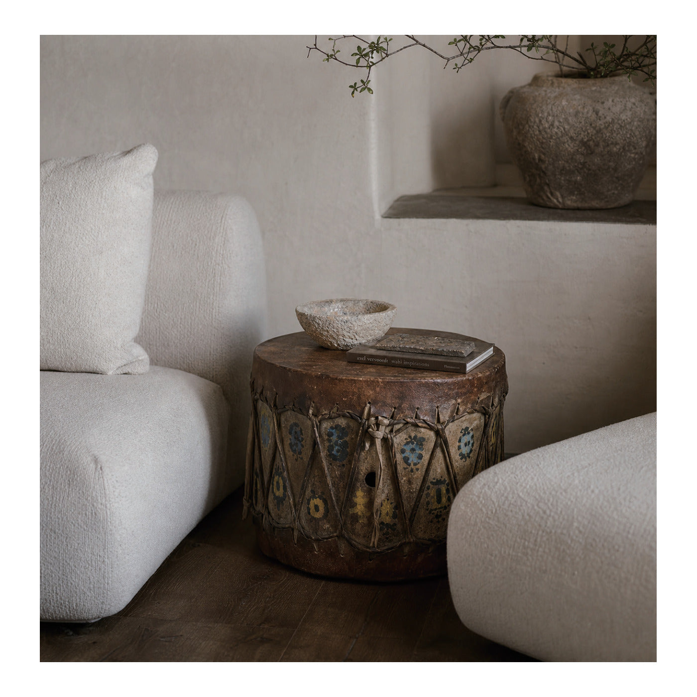 Painted Hide Drum Table, second view