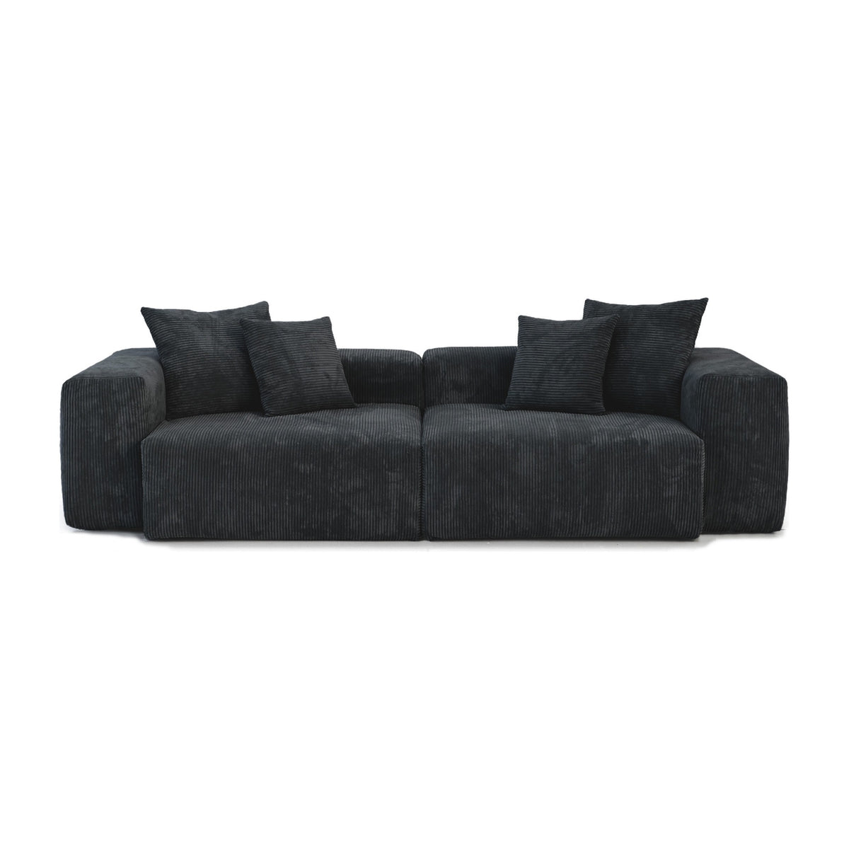 Pixel Modern Modular Sofa, Corduroy Slipcovers - Replacement Covers Only, Black