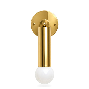 Pure Brass Cylinder Italian Mid-Century Wall Sconce - 1950s Style in polished brass