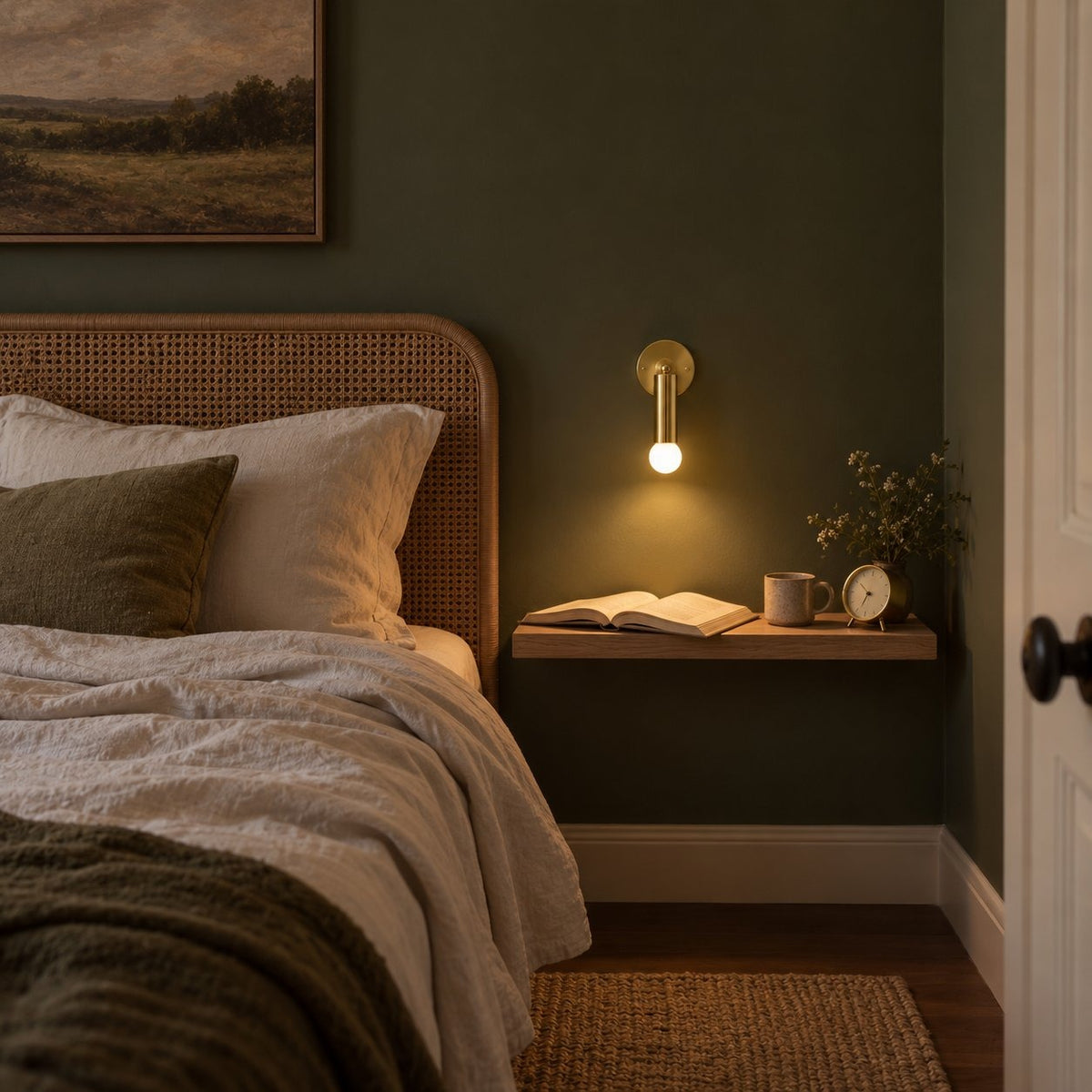 Pure Brass Cylinder Italian Mid-Century Wall Sconce - 1950s Style in a room