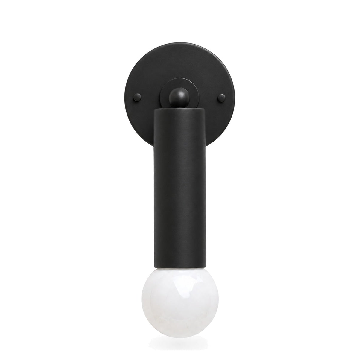 Pure Brass Cylinder Italian Mid-Century Wall Sconce - 1950s Style in matt black