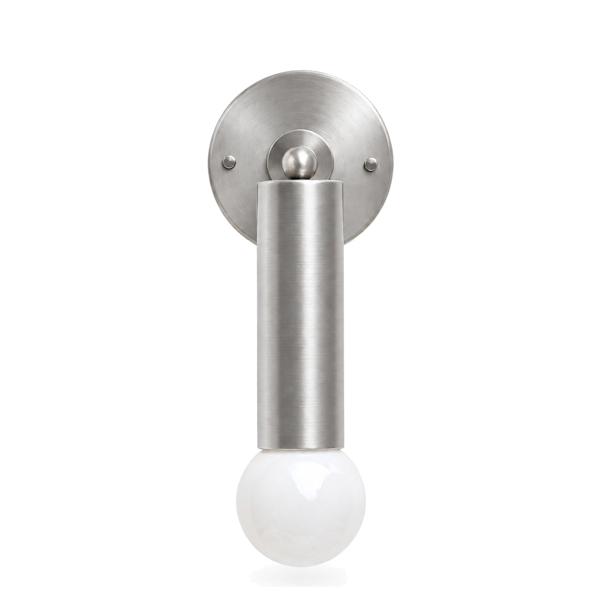 Pure Brass Cylinder Italian Mid-Century Wall Sconce - 1950s Style in brushed chrome