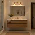 Mid-Century Wall Sconce - 1950s Italian Style Brass Light Fixture in a room