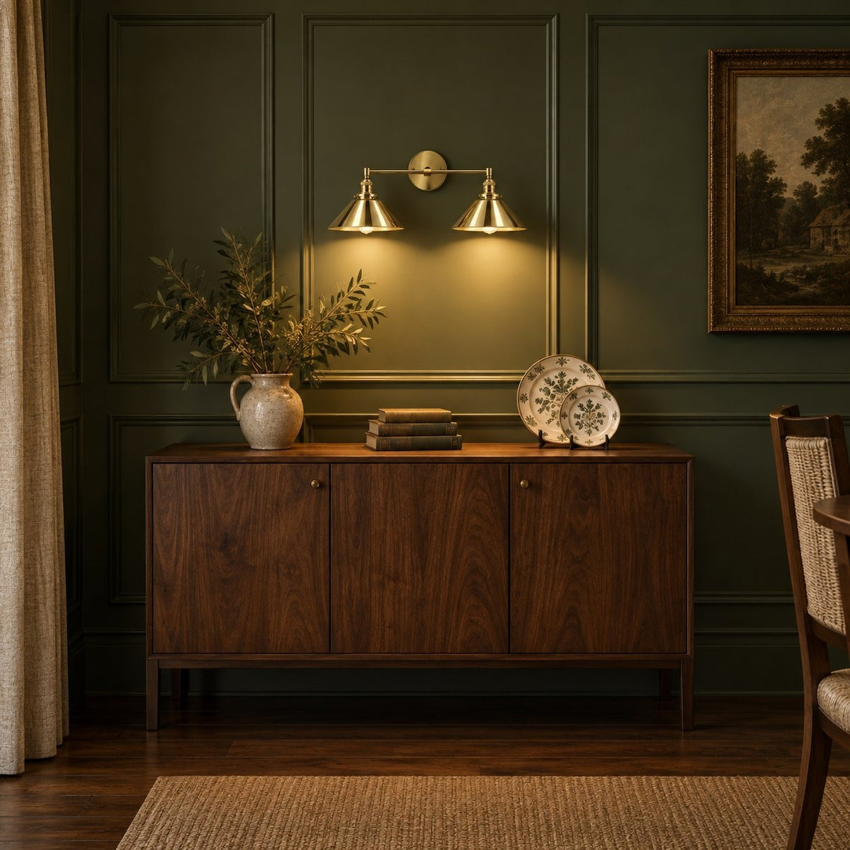 Mid-Century Wall Sconce - 1950s Italian Style Brass Light Fixture in a room