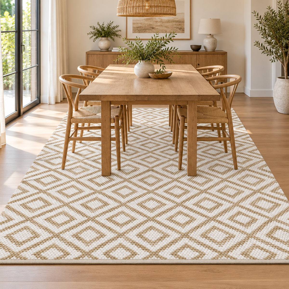 Reversible Jute Rug - Two Looks in One for Versatile Styling in a dining room