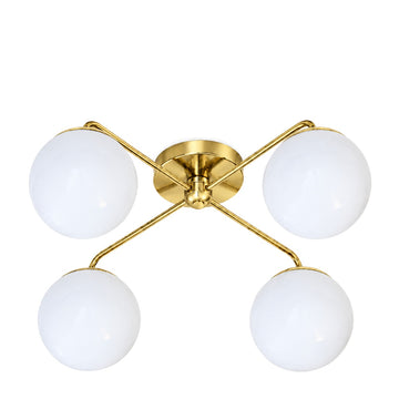 Semi-Flush Mid-Century 4-Light Sputnik Starburst Chandelier – Modern Brass Design in polished brass
