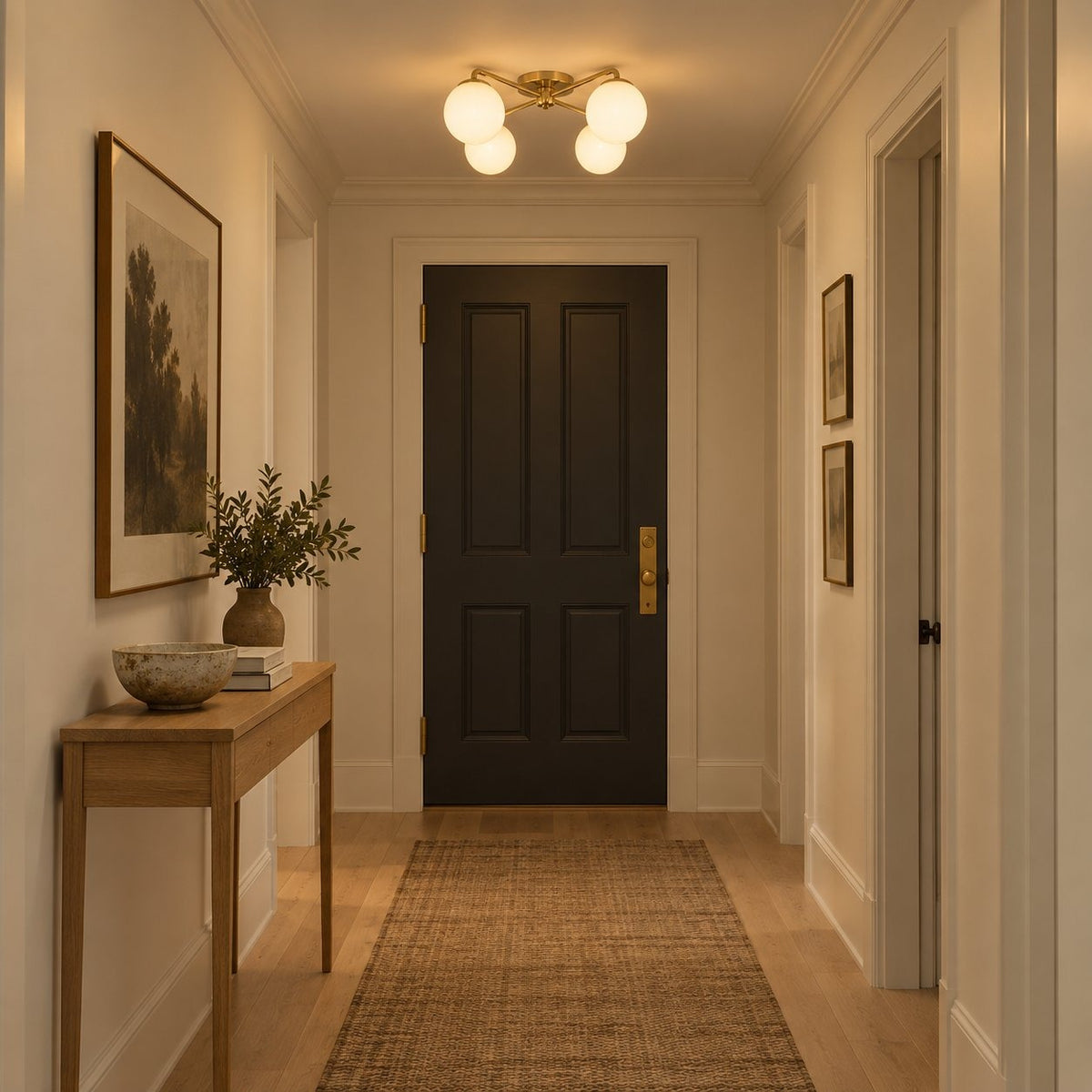Semi-Flush Mid-Century 4-Light Sputnik Starburst Chandelier – Modern Brass Design in a room