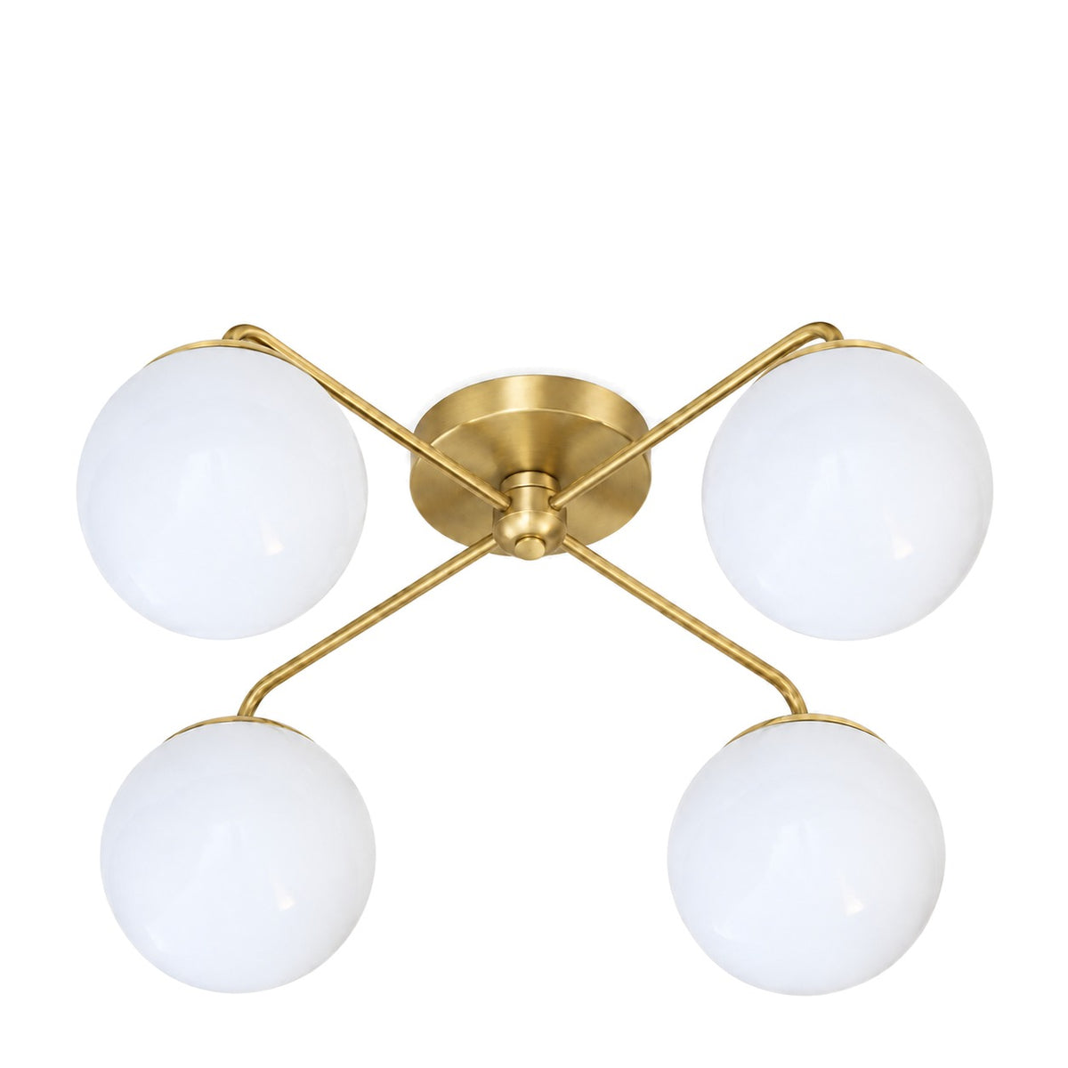 Semi-Flush Mid-Century 4-Light Sputnik Starburst Chandelier – Modern Brass Design in brushed brass
