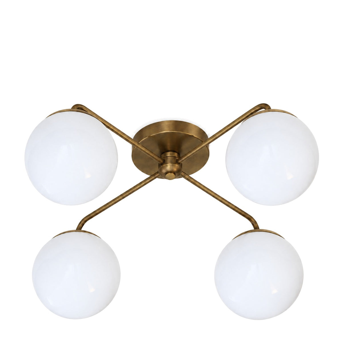 Semi-Flush Mid-Century 4-Light Sputnik Starburst Chandelier – Modern Brass Design in antique brass