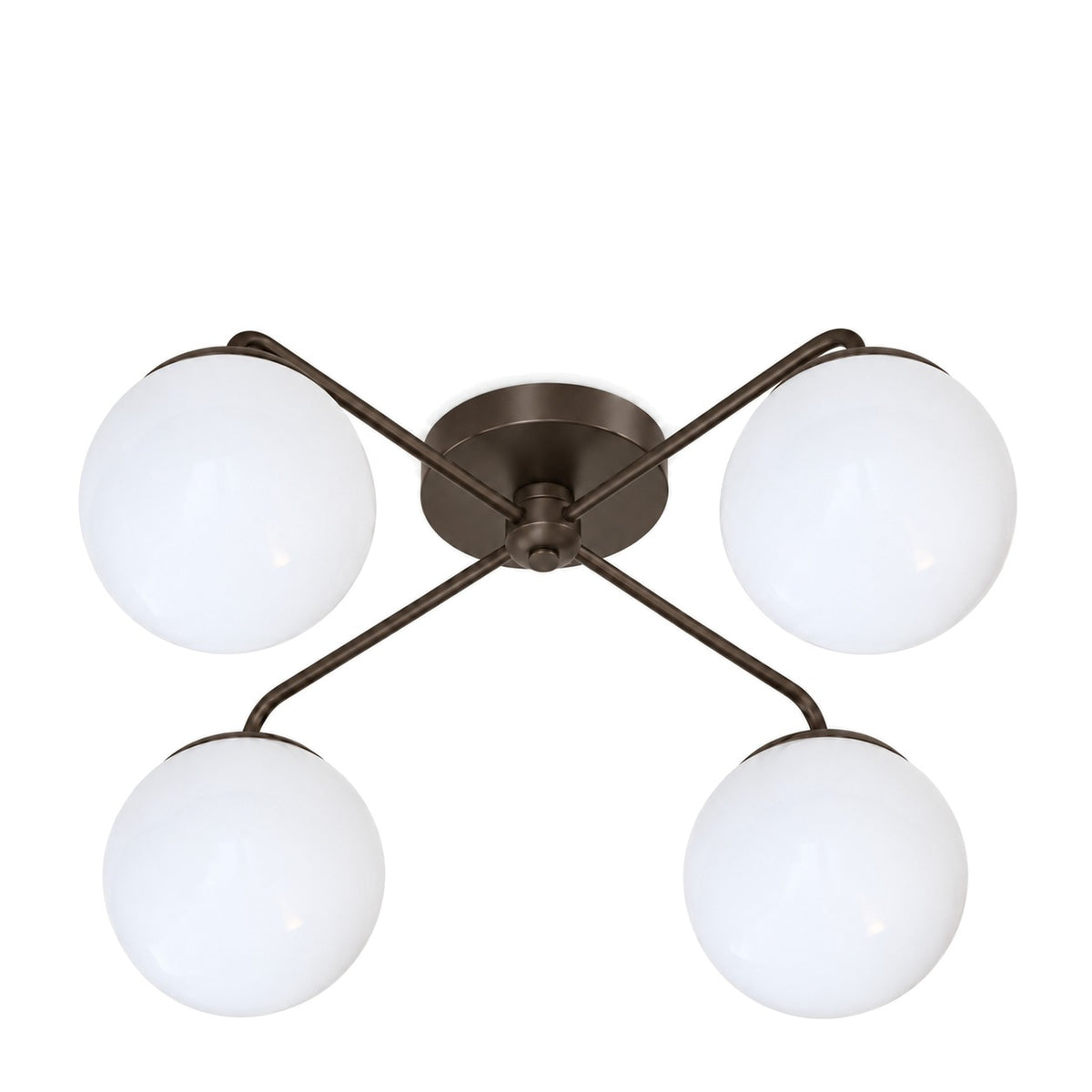 Semi-Flush Mid-Century 4-Light Sputnik Starburst Chandelier – Modern Brass Design in blackened brass