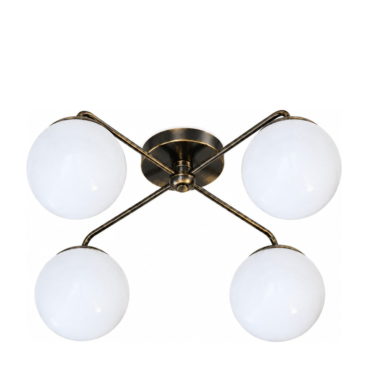 Semi-Flush Mid-Century 4-Light Sputnik Starburst Chandelier – Modern Brass Design in antique black