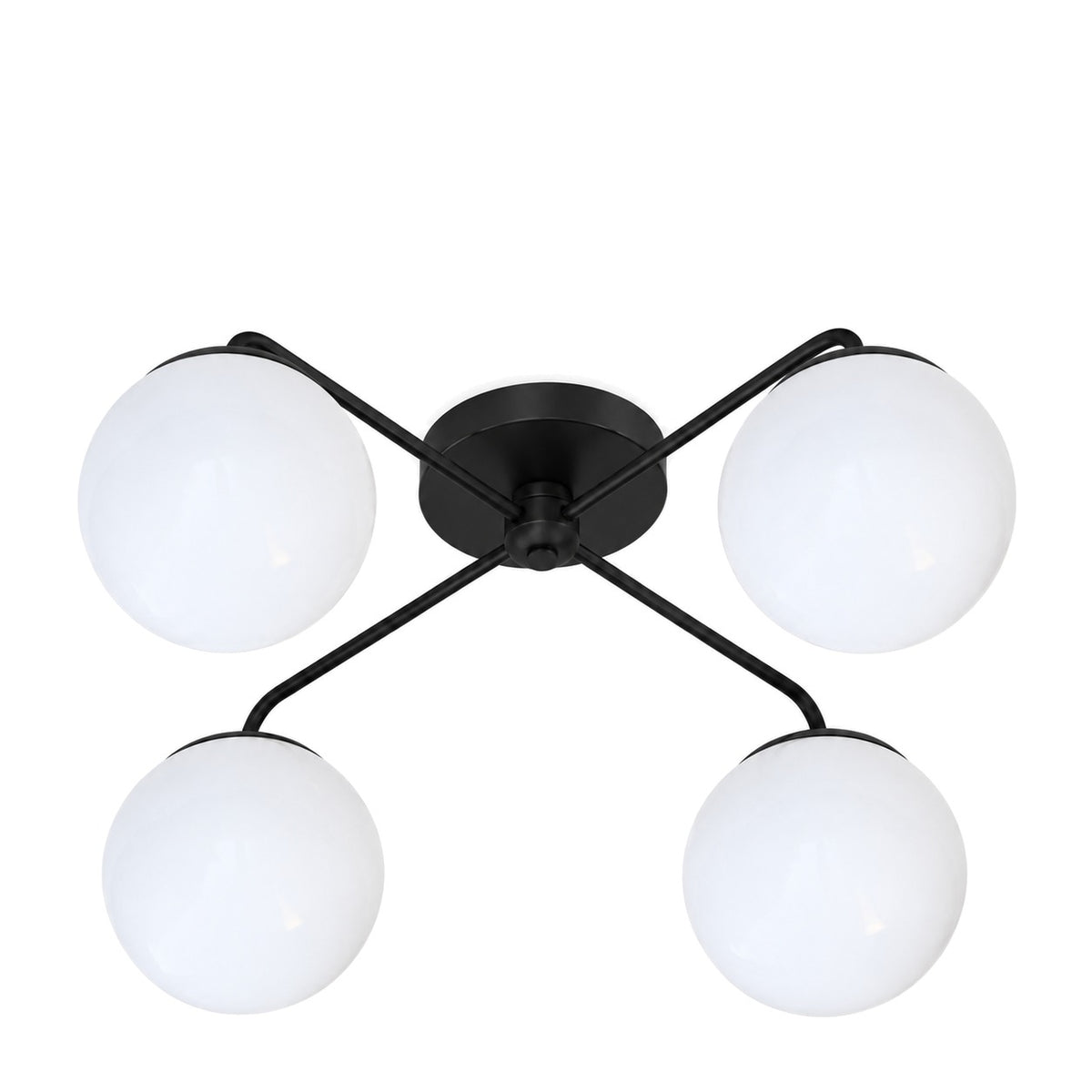 Semi-Flush Mid-Century 4-Light Sputnik Starburst Chandelier – Modern Brass Design in matt black