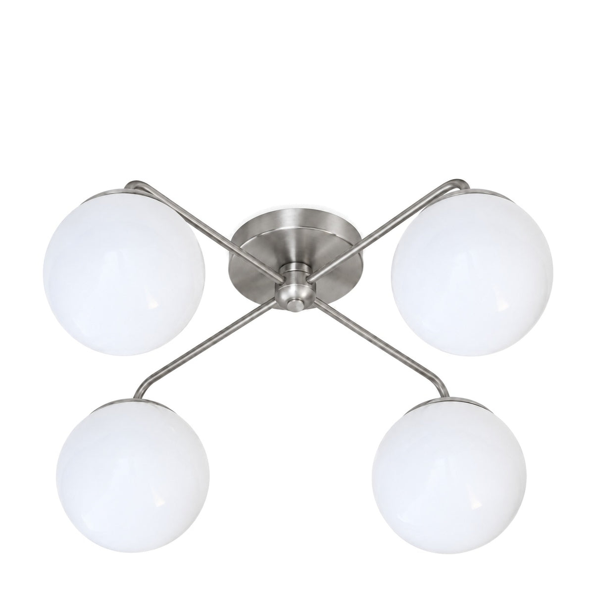 Semi-Flush Mid-Century 4-Light Sputnik Starburst Chandelier – Modern Brass Design in brushed chrome