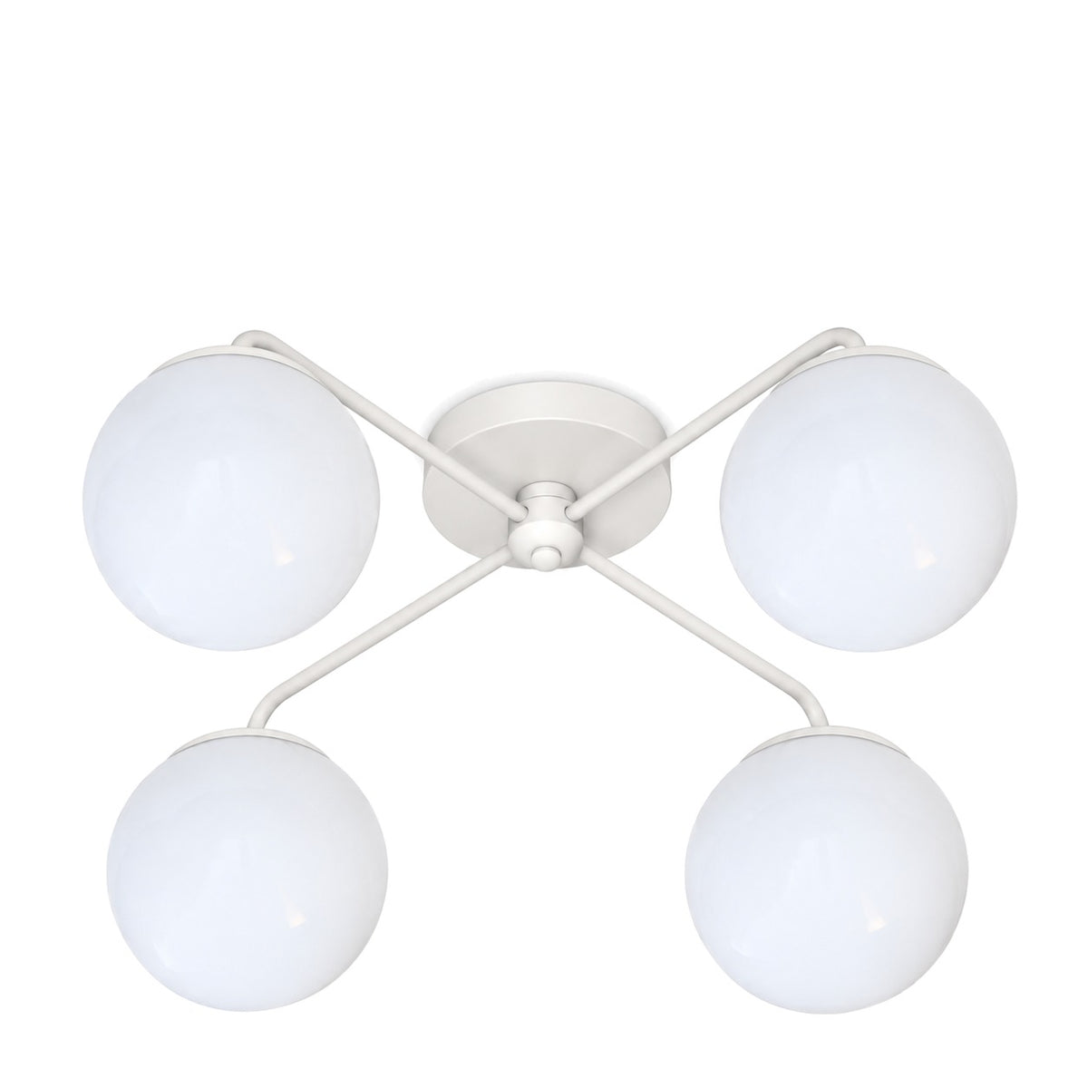 Semi-Flush Mid-Century 4-Light Sputnik Starburst Chandelier – Modern Brass Design in matte white